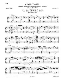 Partition complète, 8 Variations on Dieu d amour, Variationen über das Chorstück Dieu d amour par Wolfgang Amadeus Mozart