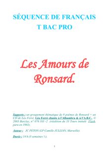 Les Amours de Ronsard - SÉQUENCE DE FRANÇAIS