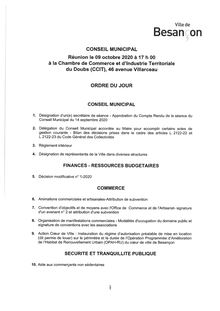 Conseil municipal Besançon 9 octobre 2020 