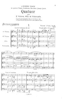 Partition complète, corde quatuor No.1, Op.35, Indy, Vincent d  par Vincent d  Indy