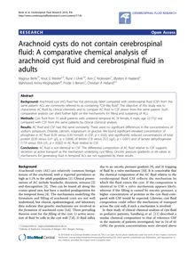 Arachnoid cysts do not contain cerebrospinal fluid: A comparative chemical analysis of arachnoid cyst fluid and cerebrospinal fluid in adults