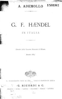 Partition Complete Book, G. F. Handel en Italia, Ademollo, Alessandro