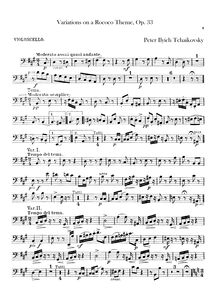Partition violoncelles, Variations on a Rococo Theme, Вариации на тему рококо