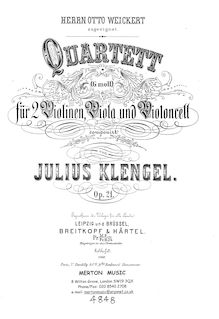 Partition violoncelle, corde quatuor, G minor, Klengel, Julius