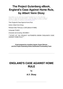 England s Case Against Home Rule