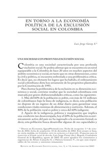 En torno a la economía política de la exclusión social en Colombia (The Political Economy of Social Exclusion in Colombia)