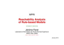 Reachability Analysis of Rule based Models