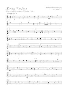 Partition trompette 1 (B♭), Zirkus-Fanfare, C major, Schnurrenberger, Peter
