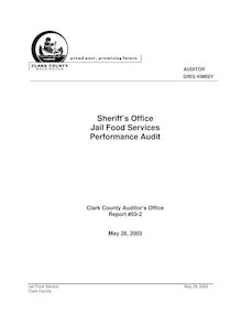 Clark County Jail Food Services Performance Audit Report