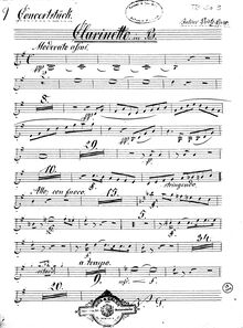 Partition clarinette (B♭), Concertstück pour vent quintette et orchestre