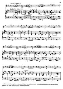 Partition Andante - partition complète, flûte Sonata en B minor