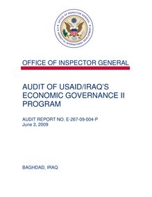 Audit of USAID Iraq’s Economic Governance II Program