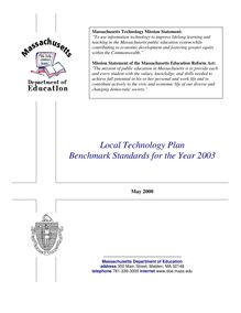 Local Technology Plan Benchmark Standards for the Year 2003