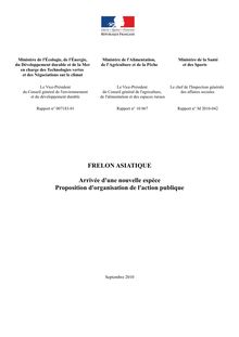 Frelon asiatique - Arrivée d une nouvelle espèce, proposition d organisation de l action publique
