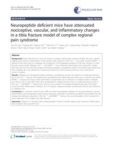 Neuropeptide deficient mice have attenuated nociceptive, vascular, and inflammatory changes in a tibia fracture model of complex regional pain syndrome