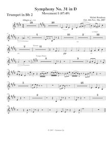 Partition trompette 2, Symphony No.31, D major, Rondeau, Michel par Michel Rondeau