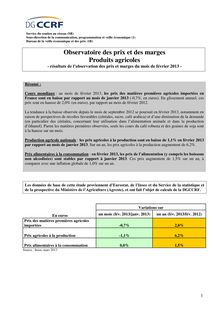 Observatoire des prix et des marges des produits agricoles - février 2013 (15/03/2013)