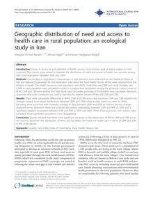 Geographic distribution of need and access to health care in rural population: an ecological study in Iran