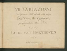 Partition complète, 7 Variations on  Kind, willst du ruhig schlafen  from pour opéra  Das unterbrocene Opferfest  by Peter Winter WoO 75 par Ludwig van Beethoven