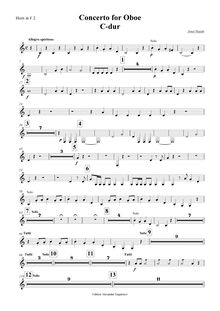 Partition cor 2 (F), hautbois Concerto, C major, Haydn, Joseph