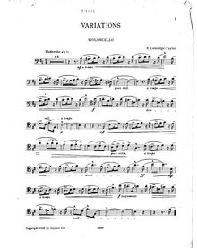 Partition de violoncelle, Variations en B minor pour violoncelle & piano