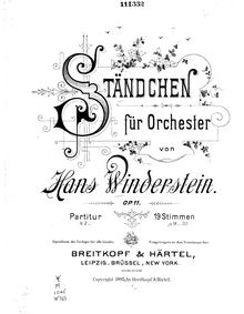 Partition complète, Ständchen für Orchester, Winderstein, Hans