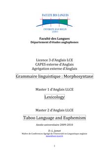 Grammaire linguistique : Morphosyntaxe Lexicology Taboo Language ...