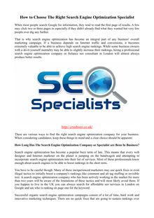 How to Choose The Right Search Engine Optimization Specialist