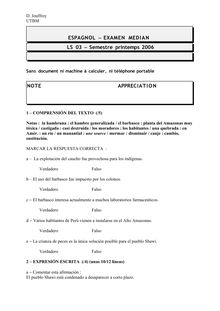 Espagnol pratique et examen international 2006 Université de Technologie de Belfort Montbéliard