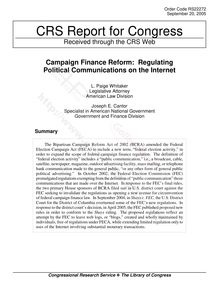 Campaign finance reform  regulating political communications on