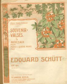 Partition couverture couleur, Souvenir-Valses, Op.64, Schütt, Eduard