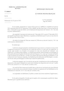 L ordonnance du tribunal administratif de Nice du 24 janvier 2014