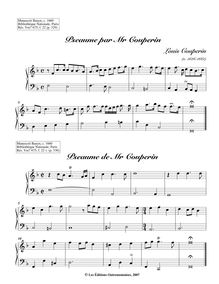 Partition Pseaume par Mr Couperin - Pseaume de Mr Couperin, Pièces de clavecin du manuscrit Bauyn