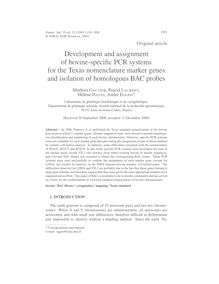 Development and assignment of bovine-specific PCR systems for the Texas nomenclature marker genes and isolation of homologous BAC probes