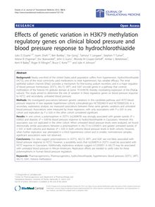 Effects of genetic variation in H3K79 methylation regulatory genes on clinical blood pressure and blood pressure response to hydrochlorothiazide