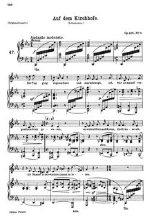 Partition No.4 – Auf dem Kirchhofe, 5 chansons, Brahms, Johannes