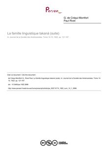 La famille linguistique takaná (suite) - article ; n°1 ; vol.14, pg 121-167