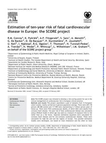 Estimation of ten-year risk of fatal cardiovascular disease in Europe: the SCORE project