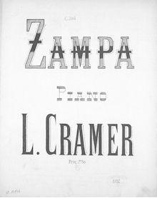 Partition complète, Fantaisie brillante sur  Zampa , D major, Cramer, Louis