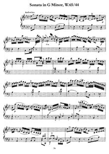 Partition complète, Sonata en G minor, Wq.65/44, G minor, Bach, Carl Philipp Emanuel