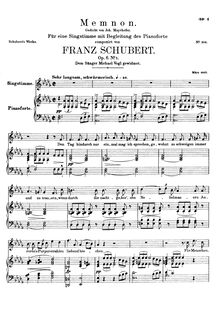 Partition voix + partition de piano, Memnon, D.541 (Op.6 No.1), Schubert, Franz