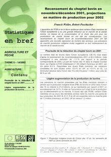 Recensement du cheptel bovin en novembre/décembre 2001, projections en matière de production pour 2002
