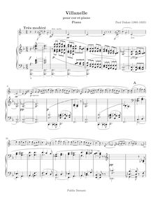Partition Score (cor et piano), Villanelle, Dukas, Paul par Paul Dukas