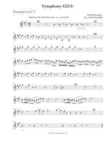Partition trompette 1, Symphony No.25, A major, Rondeau, Michel par Michel Rondeau