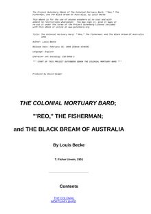 The Colonial Mortuary Bard; " Reo," The Fisherman; and The Black Bream Of Australia - 1901