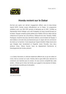 Honda revient sur le Dakar