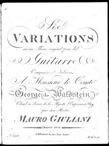 Partition complète, 6 Variations, Op.20, Giuliani, Mauro