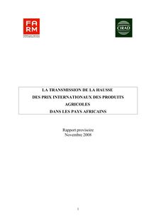 LA TRANSMISSION DE LA HAUSSE DES PRIX INTERNATIONAUX - Plan de l ...