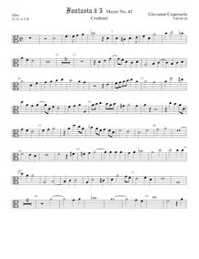 Partition ténor viole de gambe 1, alto clef, Fantasia pour 5 violes de gambe, RC 47