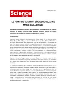 LE POINT DE VUE D UN SOCIOLOGUE, ANNE MARIE GUILLEMARD
